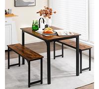 COSTWAY Ensemble de Table à Manger, Marron Vintage, 110 x 70 x 75 cm (L x B x H)