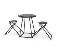 Costway Ensemble De Table Et 2 Tabourets Pliables, Cadre En Métal Robuste, Mange Debout Industrielle, Pour Cuisine, Salle À Manger Gris