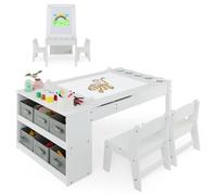 CostwayEnsemble Table et Chaises Multifonctionnel Bureau D'activités Blanc