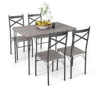 COSTWAY Ensemble Table à Manger 4 Chaises, Cadre en Métal Noir, Design Ligne Arquée, Table Cuisine Industriel 110x70cm pour Salle à Manger, Cuisine, Salon
