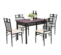 COSTWAY Ensemble Table à Manger avec 4 Chaises Rembourrées, Cadre en Métal, Rectangulaire 107x70cm, Pour Salle à Manger, Cuisine, Salon (Purple)