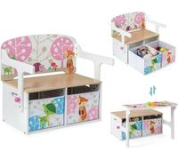 COSTWAY Ensemble table & chaise 3 en 1 pour enfants avec 2 paniers en tissu amovibles pour peindre et jouer Blanc