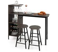 COSTWAY Ensemble Table de Bar, Bois, 120 x 40 x 121,5 cm