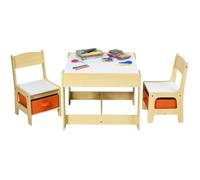Costway Ensemble Table Et 2 Chaises Pour Enfant En Bois Tableau Transformable Avec Chaise Fonction De Stockage Naturelles Multicolore