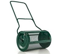 COSTWAY Épandeur à Compost de 60,5 cm Rouleau en Treillis Métallique, Épandeur de Gazon avec Poignée en Forme de ‘U’ Loquets Latéraux, pour Entretien du Jardin et Pelouse, Vert