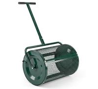 COSTWAY Épandeur à Compost de 77L, Rouleau Épandeur de Tourbe 61CM avec Poignée T Réglable en Hauteur Panier Métallique, Semoir à Semis Plantation, pour Entretien du Jardin Pelouse (Vert)