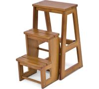 COSTWAY Escabeau 3 marches, Escabeau tabouret pliable, Escabeau de ménage, Bois massif