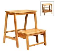 tabouret giantex d'echelle pliante marchepied avec 2 étages, en bambou, idéal pour librairie, maison, peut supporter jusqu’à 100kg naturel G