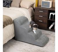 COSTWAY Escalier pour chien 4 marches, marches antidérapantes en mousse pour chien, Escalier pour animaux domestiques pour chiens chats, Escalier pour chat amovible, Escalier pour chien pour canapé li