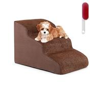 COSTWAY Escalier pour Chien Chat à 3 Marches en Éponge Haute Densité Housse Lavable , Rampe pour Chien Teckel Marches Élargies et Conception en Pente Douce, 58 x 42 x 40cm