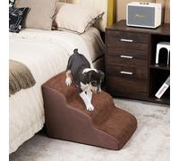 COSTWAY Escalier pour chiens à 3 marches, marches antidérapantes pour chiens avec éponge haute densité, empreintes de pattes en silicone, rampe douce pour canapés hauts, pour animaux de compagnie