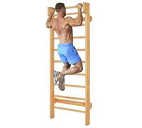 COSTWAY Espalier Suédois en Bois, Échelle de Gymnastique Multifonctionnel 195 x 80 x 14 cm avec Matériel de Montage, Capacité de Charge 150 kg pour Adulte