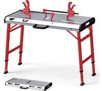 COSTWAY Etabli pliable jusqu'à 450kg, table de travail réglable en hauteur 107x53cm, table de soudure Etabli avec 2 pinces à barres et poignée de transport
