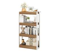 COSTWAY Etagère à 4 Niveaux, Bibliothèque en Bois, Etagère Ouverte, Organisateur de Rangement, 2 Kits Anti-Basculement, pour Salon, Chambre, Bureau, 60 x 28,5 x 108 cm (Naturel)