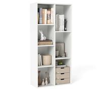 COSTWAY Étagère à 7 Cubes, Bibliothèque Indépendante Verticale ou Horizontale avec 7 Compartiments, Organisateur Cube avec 2 Kits Anti-basculement, pour Chabmre, Bureau, Salon (Blanc)