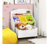 COSTWAY Étagère à jouets avec compartiment à roulettes, 3 petites boîtes de rangement et étagère, armoire à jouets, étagère pour enfants, organisateur de jouets idéal pour la chambre d'enfant et la ma