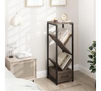 COSTWAY Étagère à Livres en Forme d’Arbre, Bibliothèque à 4 Niveaux avec Tiroir, Kits Anti-Basculement, Cadre en Métal, Etagère de Présentation en Bois Haute et Etroite, pour Salon, Chambre, Bureau
