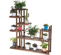 COSTWAY Étagère à plantes à 7 étages, Support à fleurs en bois, Escalier à fleurs jardin, Escalier à plantes à plusieurs étages, 120 x 25 x 120 cm