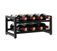 COSTWAY Étagère à Vin à 2 Niveaux pour 8 Bouteilles, Porte-Bouteille avec Repose-Pieds Réglables, Surface Antirouille, Casier à Vin en Métal Robuste pour Cuisine, Bar, Cave, Noir