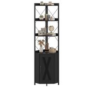 COSTWAY Étagère d’Angle 6 Niveaux avec Armoire à Porte, 180 cm, Bibliothèque Angle Kit Anti-basculement Inclu, Étagère de Rangement pour Salon, Chambre, Cuisine (Noir)