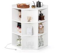 COSTWAY Étagère d'Angle 3 Niveaux avec Station de Charge, 9 Compartiments, 2 Ports USB, 4 Prises, 51 x 71,5 x 86 cm, Blanc