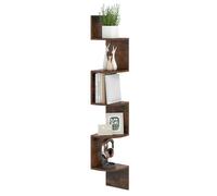 COSTWAY Étagère d'angle à 5 Niveaux, Bibliothèque Murale Flottante, Organisateur de Rangement en Bois, Design Moderne & Gain de Place, pour Salon, Chambre, Cuisine (Brun Rustique)