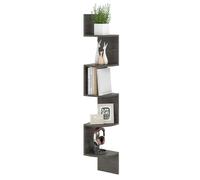 COSTWAY Étagère d'angle à 5 Niveaux, Bibliothèque Murale Flottante, Organisateur de Rangement en Bois, Design Moderne & Gain de Place, pour Salon, Chambre, Cuisine (Gris)