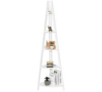 Costway Étagère D'angle Moderne À 5 Niveaux, 50 X 39 X 175 Cm, Bibliothèque / Étagère D'échelle Pour Salon, Chambre, Bureau, Blanc Blanc
