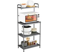 COSTWAY Étagère de cuisine 4 niveaux pour micro-ondes, Étagère pour micro-ondes avec étagères réglables, Support pour micro-ondes avec structure métallique, Étagère de cuisine sur pied, Étagère ménagè