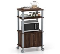 COSTWAY Étagère de cuisine pour micro-ondes, Étagère pour micro-ondes sur roulettes, Étagère fixe de cuisine, Chariot d'appoint Étagère de ménage Marron foncé