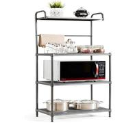 COSTWAY Etagère de Micro-Ondes et Four,Meuble Rangement de Cuisine à 4 Niveaux Multifonctionnelle 60x34,5x136 CM ,Pieds Réglables