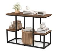 CostwayTable Console pour Tv de 50 Pouces avec Étagères de Rangement Ouvertes Présentoir à 2 Niveaux Centre de Divertissement Marron Rustique