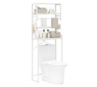 COSTWAY Étagère de Toilette, Meuble Machine à Laver, 3 Niveaux, Étagère Polyvalente avec Porte-Serviettes, 3 Crochets, Gain de Place, pour Salle de Bain, Buanderie, 64 x 24 x 162 cm, Blanc
