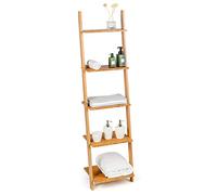 COSTWAY Étagère Échelle à 5 Niveaux, Bibliothèque Penchée en Bambou, Support pour Plantes Gain de Place, Étagères d'Affichage pour Salon, Cuisine, Bureau, Naturel