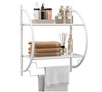Costway Etagère Murale De Salle De Bain Avec 2 Tablettes De Conception Creuse Et 2 Porte-Serviettes Pour Toilettes,Wc, Blanc Multicolore