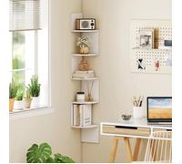 Costway Étagère Murale En Bois À 5 Niveaux, Étagère D'angle Flottante Gain De Place Pour Salon Chambre Cuisine, Blanc Multicolore
