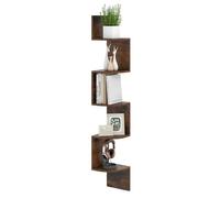 Costway Étagère Murale En Bois À 5 Niveaux, Étagère D'angle Flottante Gain De Place Pour Salon Chambre Cuisine, Brun Rustique Multicolore