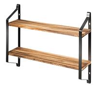 COSTWAY Etagere Murale Flottante en Bois et Métal Charge Maximal 16 KG à 2 Niveaux Porte-Épices pour Cuisine Etagère Rnagment de Style Industrielle pour Salle de Bain, Bureau, Chambre,Salon