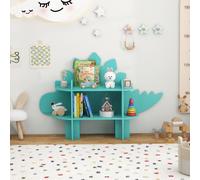 COSTWAY Étagère pour enfants 2 niveaux, Étagère à jouets en bois avec étagères ouvertes (Vert,Dinosaure)