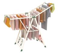 COSTWAY Etendoir Linge Pliable, Sechoir a Linge Pliable 16 Barres, Cadre en Acier, Hauteur Réglable 99-148 cm, Pinces à Chaussettes, 4 Porte-Chaussures, Tancarville Linge Intérieur (Beige,141 cm)