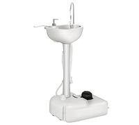 COSTWAY Évier de Camping à Pompe à Pied Portable avec Réservoir d'eau de 17L et Distributeur de Savon, Support de Lavage des Mains Roulante avec Porte-Serviettes pour Jardin Randonnée