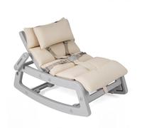 COSTWAY Fauteuil à Bascule Enfant avec Coussin et Appui-tête Amovible, Chaise à Bascule en HDPE avec Dossier Réglables, Rocking Chair pour Intérieur Extérieur, Charge 80kg pour 6 Mois+ (Gris)