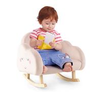 COSTWAY Fauteuil à Bascule Enfant en Peluche avec Dossier & Accoudoirs Confortable, Chaise à Bascule en Bois avec Forme Nuage, Charge 50kg pour Garçon Fille de 3-5 Ans