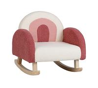 COSTWAY Fauteuil à Bascule Enfant, Fauteuil en Peluche Moderne avec Pieds en Bois de Peuplier à Bascule Massif, Design Anti-Renversement, Aspect Mignon, pour Enfant de 3 à 5 Ans (Rose)