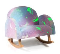 COSTWAY Fauteuil à bascule pour enfants, Canapé pour enfants lumineux dans le noir, Fauteuil pour enfants rembourré en tissu flanelle avec dossier & accoudoirs, Canapé pour enfants à partir de 3 ans