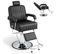 COSTWAY Fauteuil Barbier Hydraulique pour Salon de Coiffure, Hauteur du Siège Réglable 59-72 cm, Rotative à 360°, Charge Max. 150kg