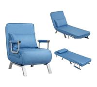 COSTWAY Fauteuil Chauffeuse Canapé Lit Convertible Déhoussable Rembourée d'Eponge avec Oreiller Surface en Tissu 186x59x28CM