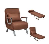 COSTWAY Fauteuil Chauffeuse Convertible Canapé Lit Déhoussable Rembourée d'Eponge avec Oreiller Surface en Tissu 186x59x28CM