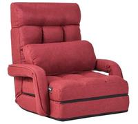 Costway Fauteuil Convertible 1 Place, Canapé-Lit 5 Positions Réglable Avec Oreiller Chauffeuse, Pour Salon / Bureau / Chambre Rouge Rouge