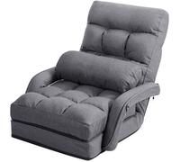 COSTWAY Fauteuil Convertible 1 Place, Canapé-lit 5 Positions Réglable avec Oreiller Chauffeuse, pour Salon / Bureau / Chambre Gris